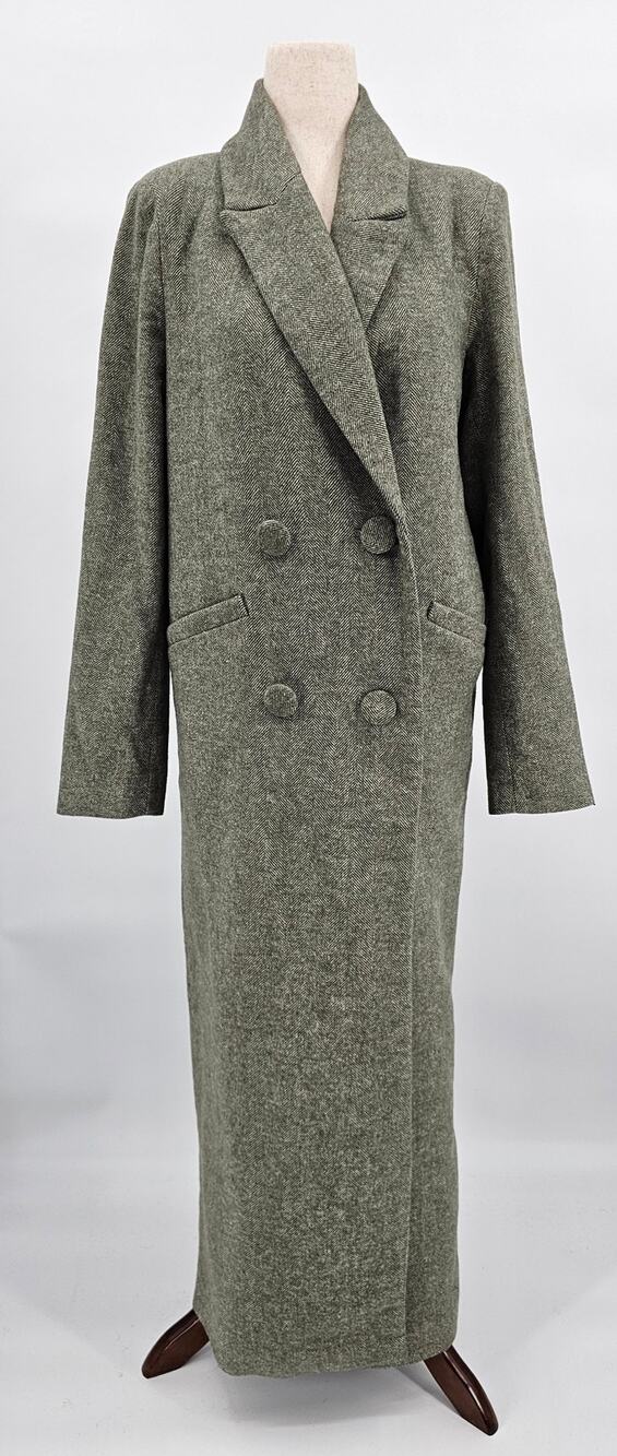 Torn by Ronny Kobo Women's XS Moss Herringbone Tyra Double-Breasted Trench Coat